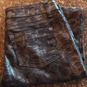 Metallic Snake Print skinny jeans